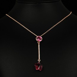 Collier Fleur Rouge Framboise Cristal Swarovski Eléments