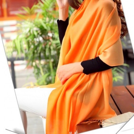 écharpe étole pashmina 70% et soie 30% couleur orange Accessoire mode 
